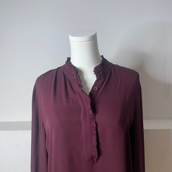 Theory Burgundy Button-Up Blouse Size M – Elegant & Versatile - Picture 2 of 6